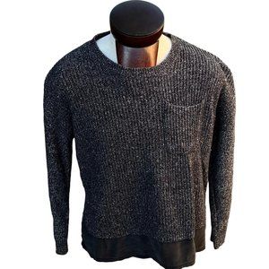 Madewell Womens Sweater with Uneven Silk Hem Accent Long Sleeve Size Large‎